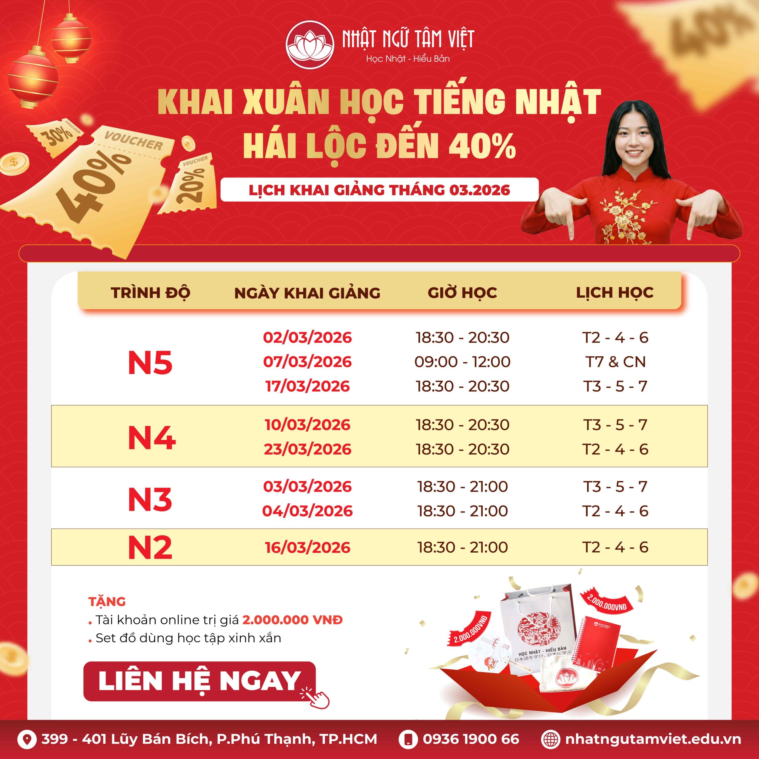 Khai xuân học tiếng Nhật với ưu đãi học phí lên đến 40%