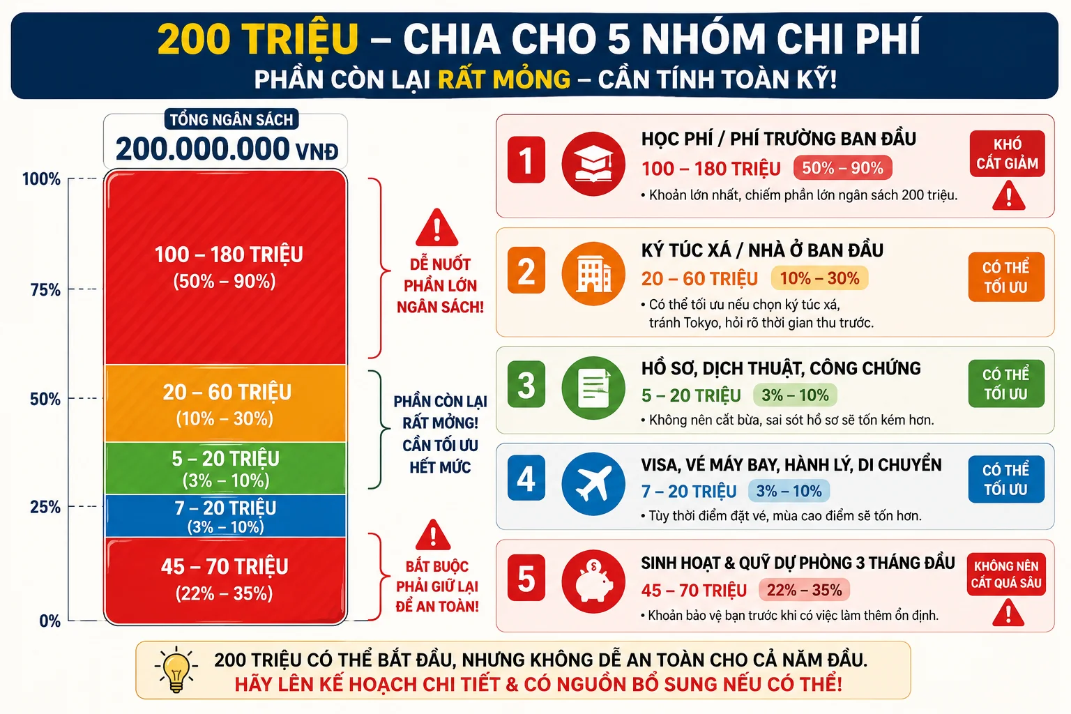Du học Nhật Bản với 200 triệu: Có đi được không? 3 Ba mức đánh giá rủi ro khi du học Nhật Bản với 200 triệu