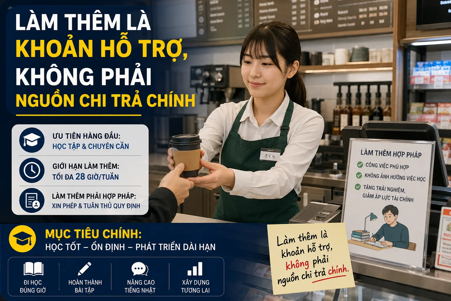 Du học Nhật Bản với 200 triệu: Có đi được không? 4 Làm thêm khi du học Nhật Bản không nên là nguồn tài chính chính