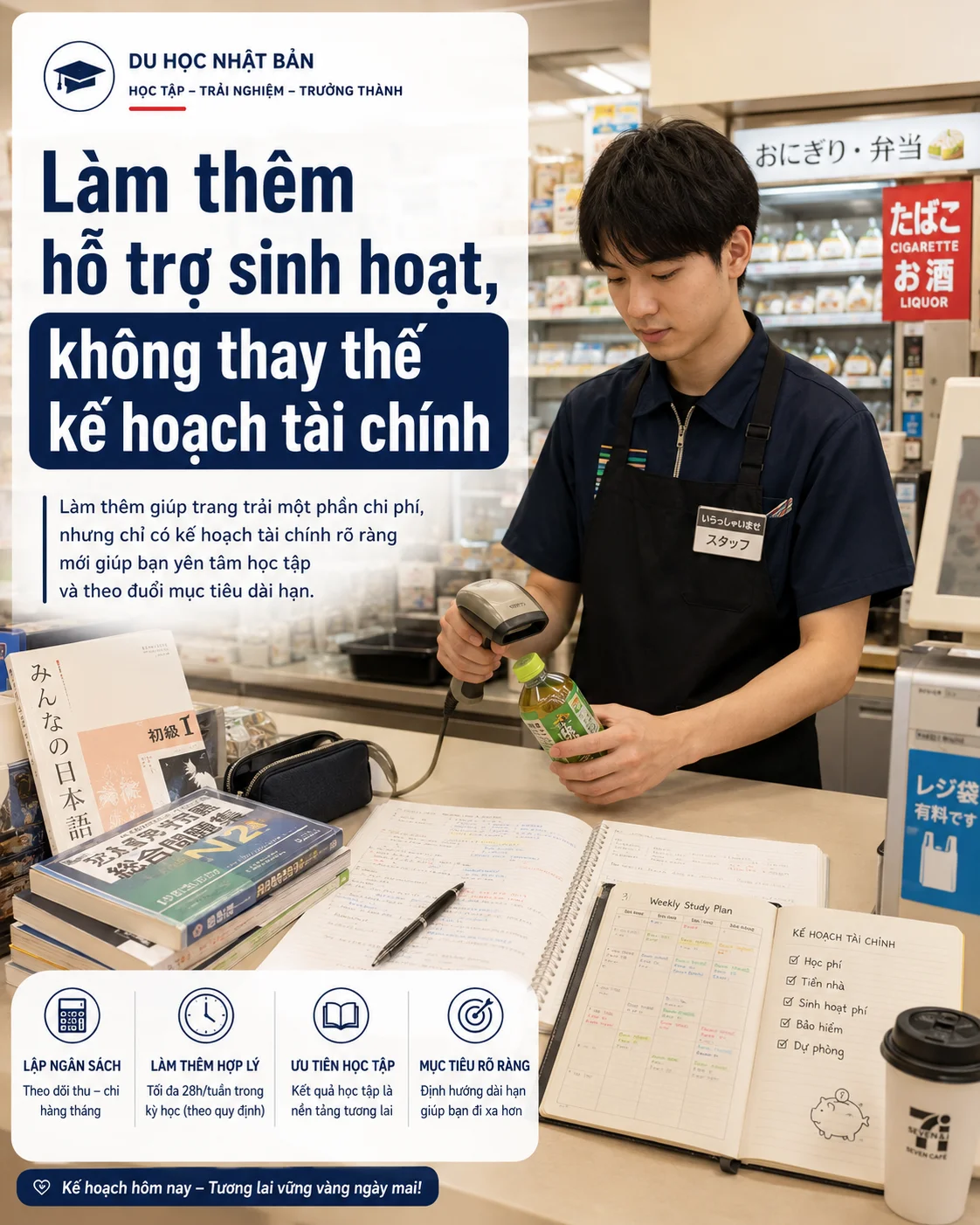 Sinh viên du học Nhật Bản làm thêm hợp pháp để hỗ trợ sinh hoạt phí