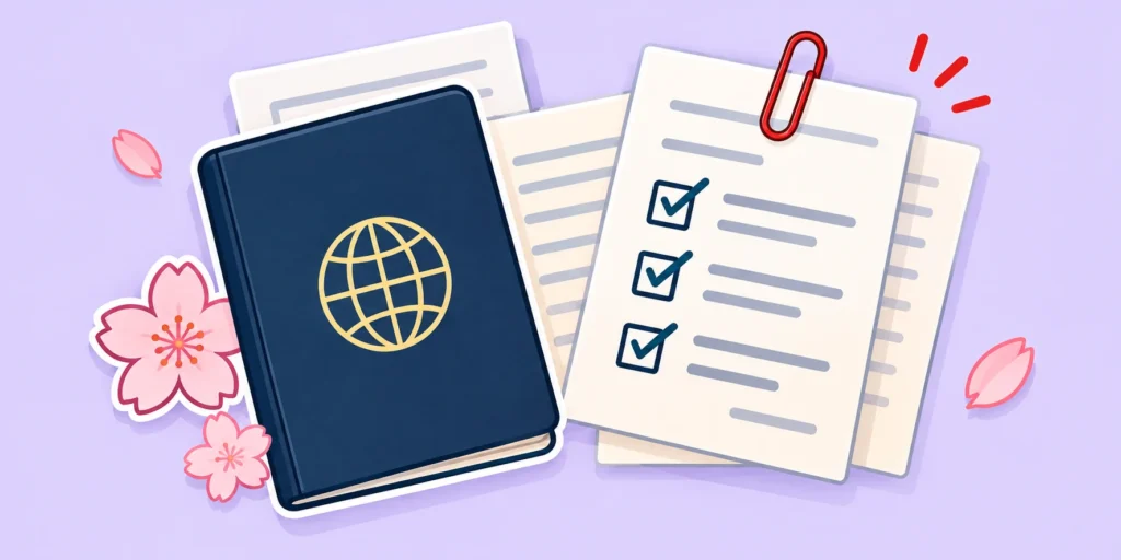Minh họa passport và danh sách hồ sơ du học